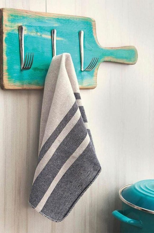 Turquoise Chopping Board With Fork Hooks