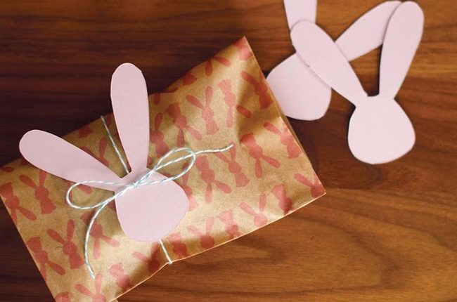 Pink Bunnies Brown Paper Gift