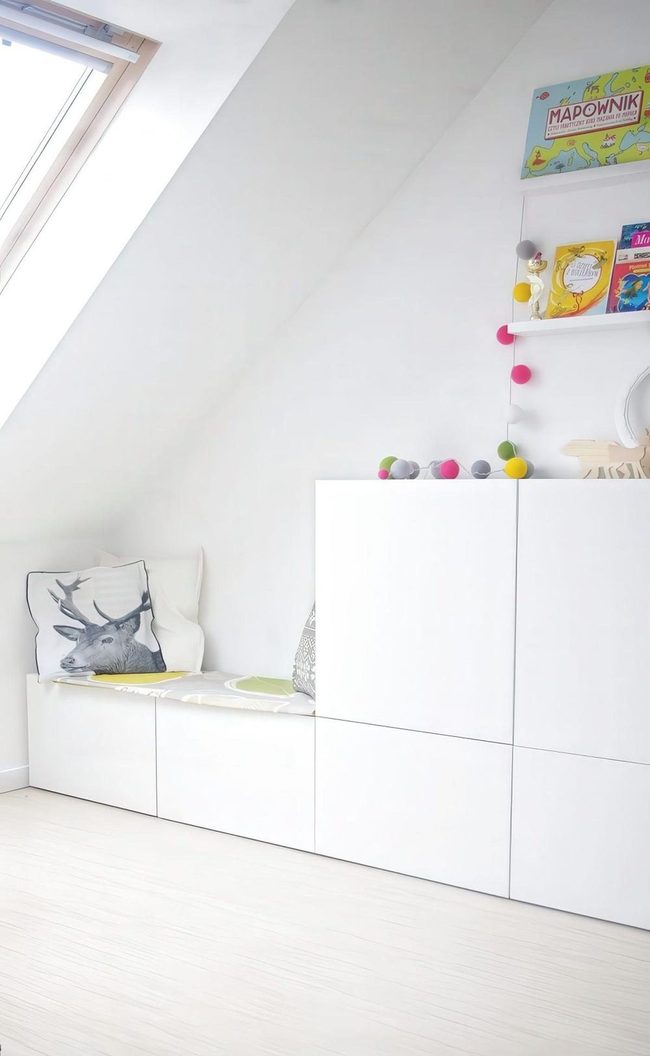 Deer Print Bench With Floating Shelves