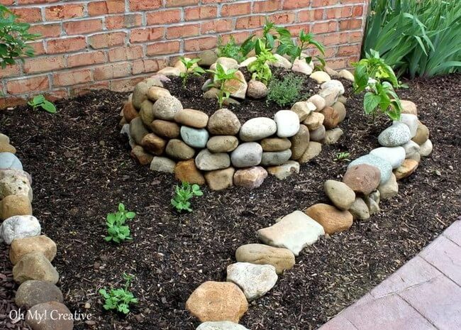 Elevated Garden With Stone Borders