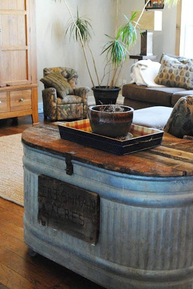 Metal Tub Wood Top Tables