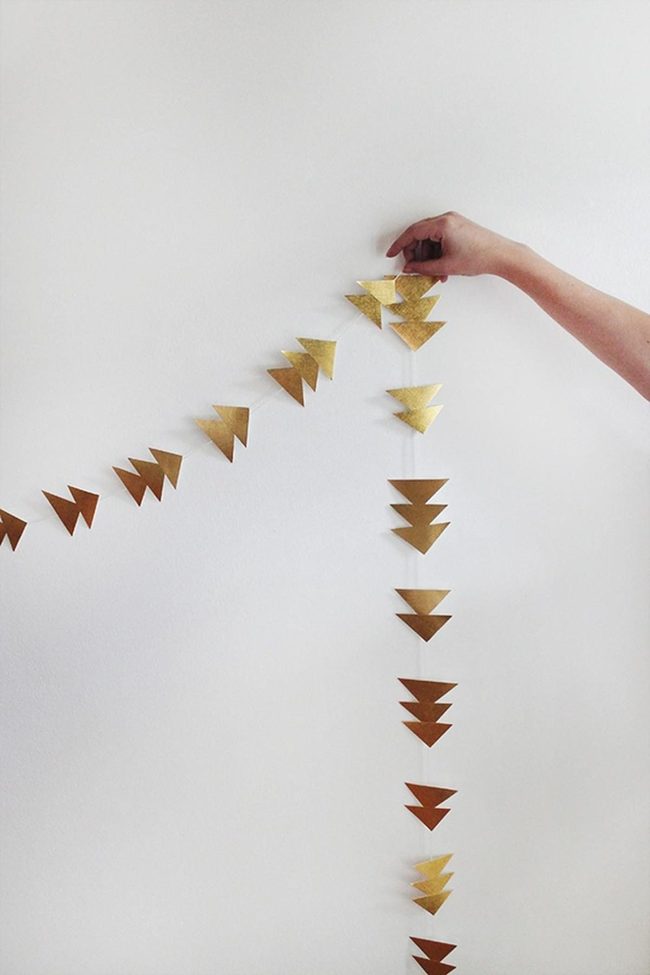 Gold Paper Triangles Shine