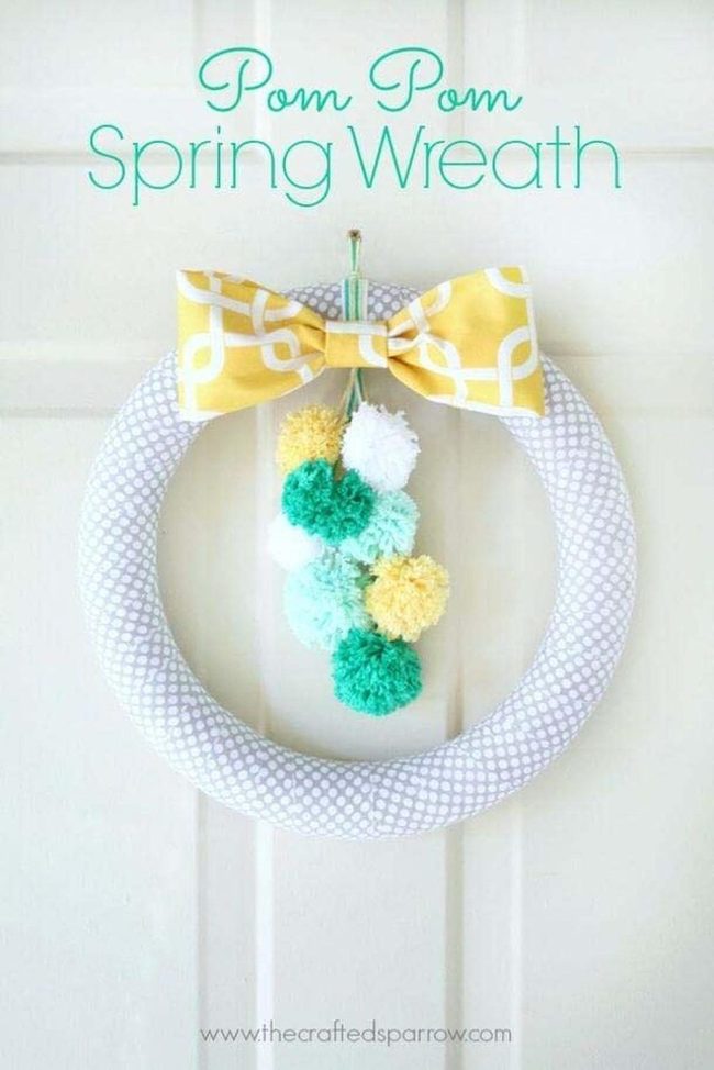 Fluffy Pom-Pom Spring Wreath