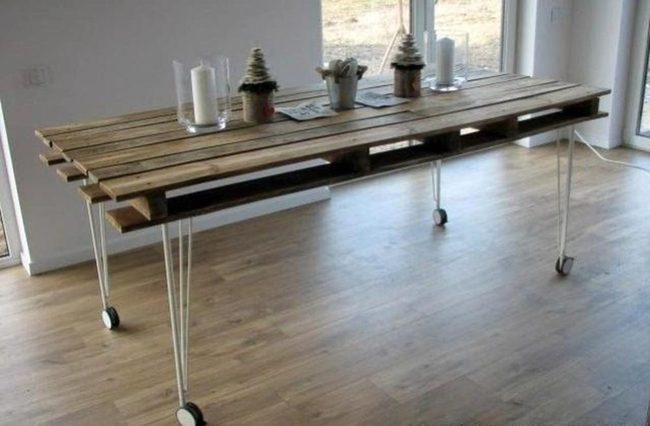 Wooden Pallet Table On Wheels