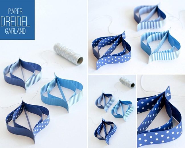 Blue Polka Dot Dreidel Garland