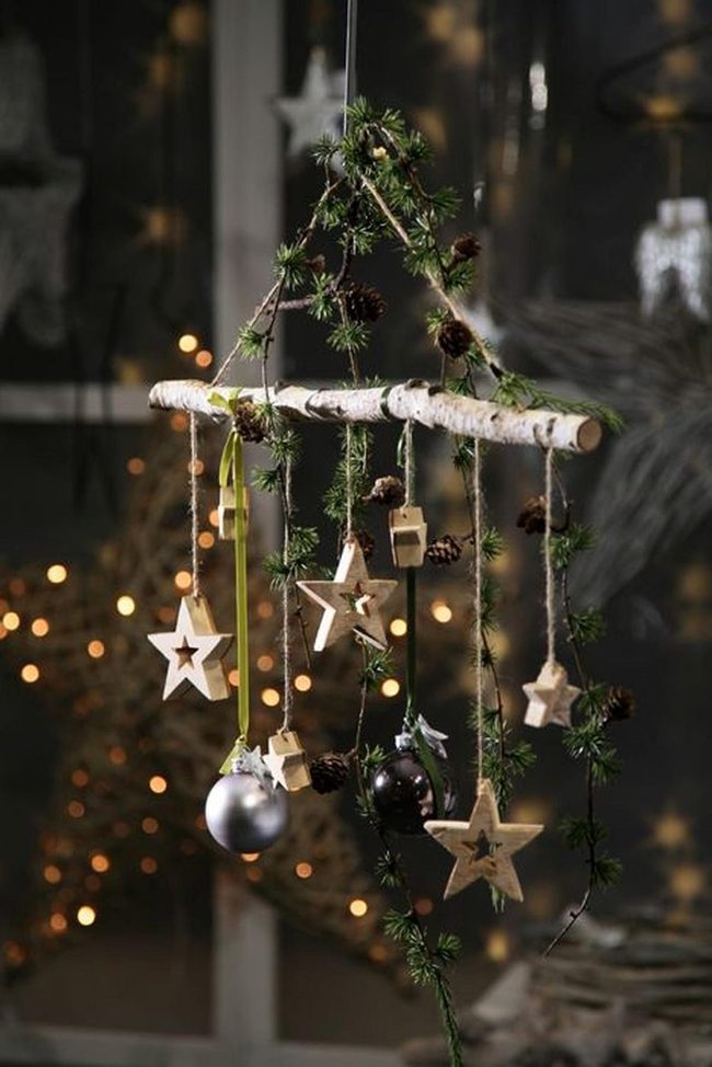 Wooden Branch Pine Ornament Hangings