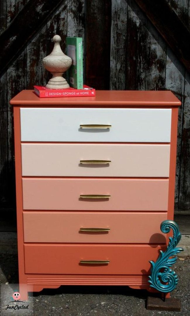 Coral Gradient Dresser With Gold