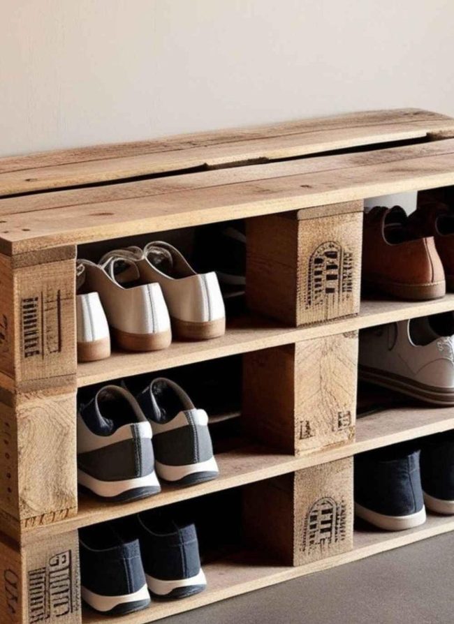 Wooden Pallet Shoe Storage