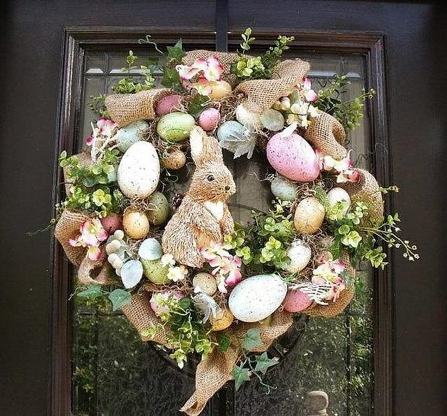 Burlap Bunnies Spring Wreath