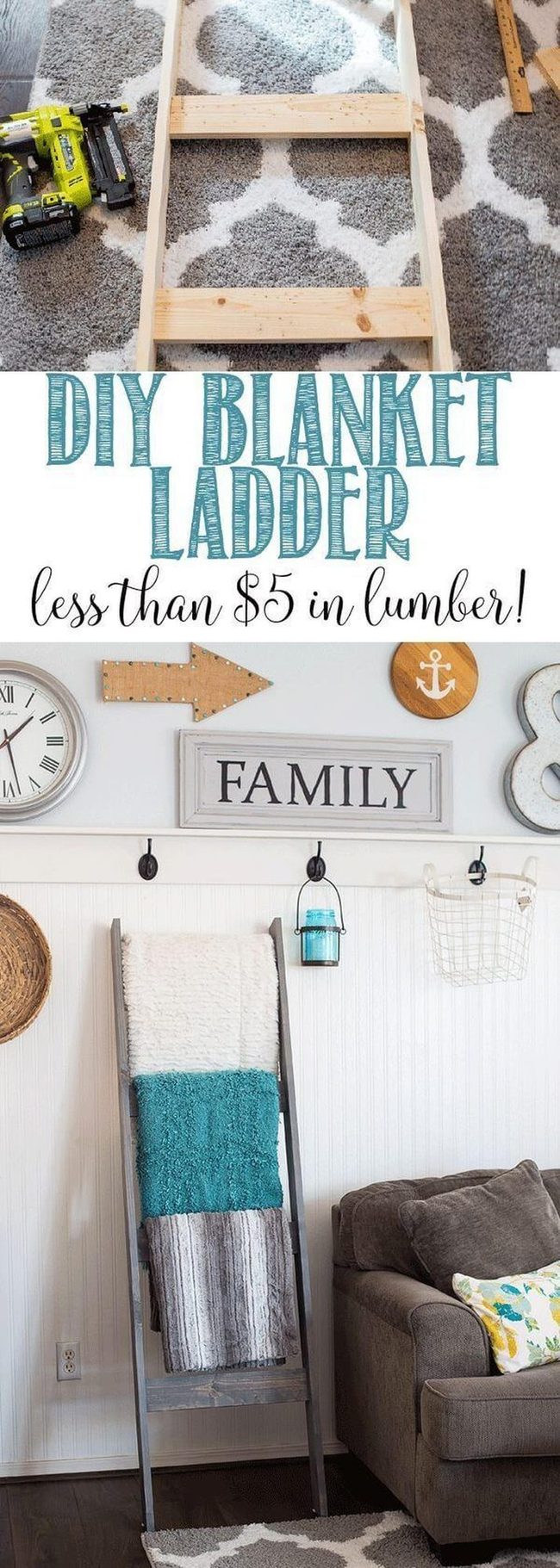 Wooden Ladder Blanket Display