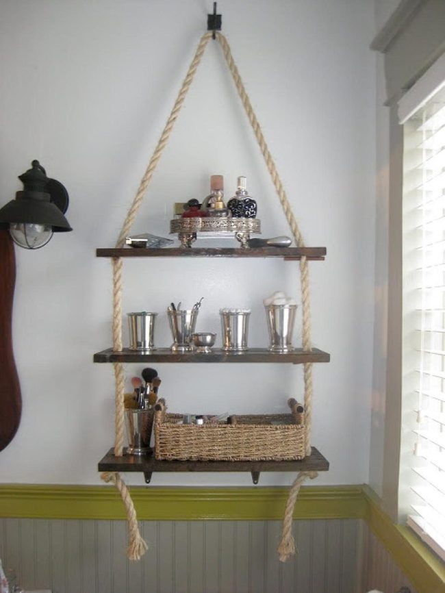 Green-Trimmed White Shelves With Metal Sparkle