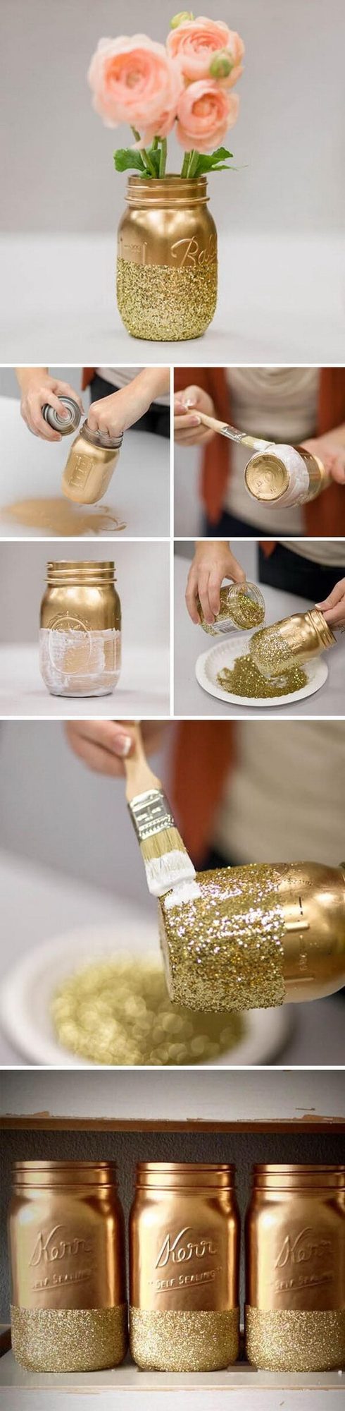 Gold Glitter Mason Jars