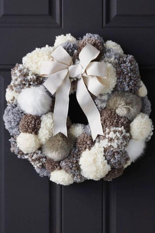 Fluffy Pom-Pom Wreath Trio