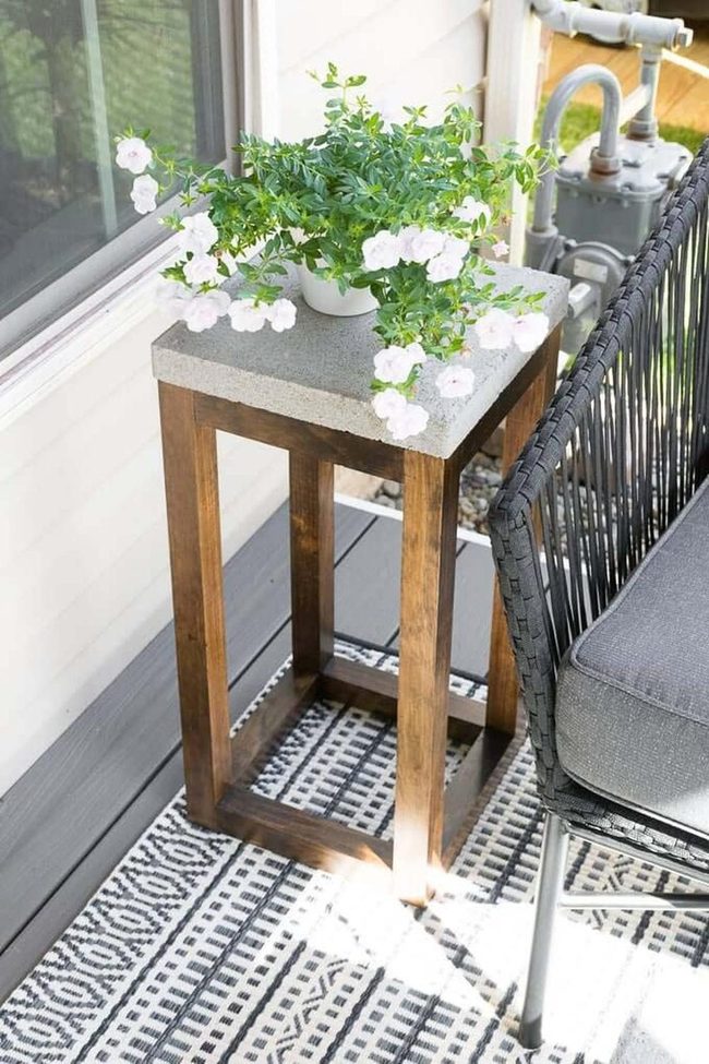 Cement And Wood Garden Table