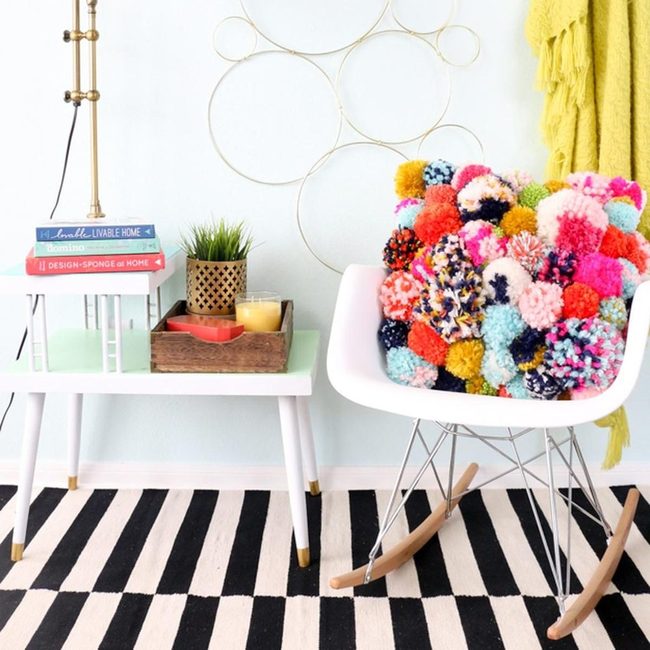 Pom-Pom Pillows Meet Bold Stripes