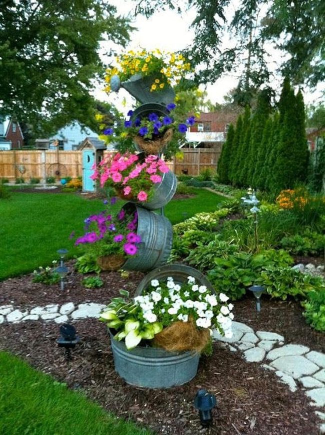 Spiral Bucket Flower Tower