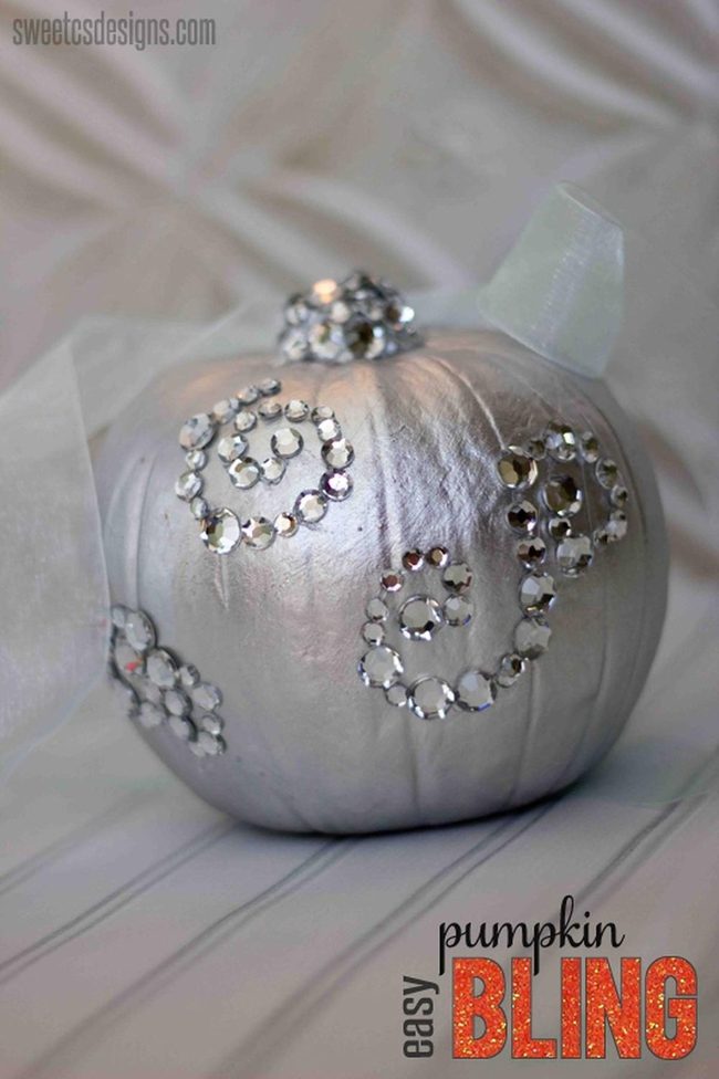 Metallic Pumpkin With Rhinestone Sparkle