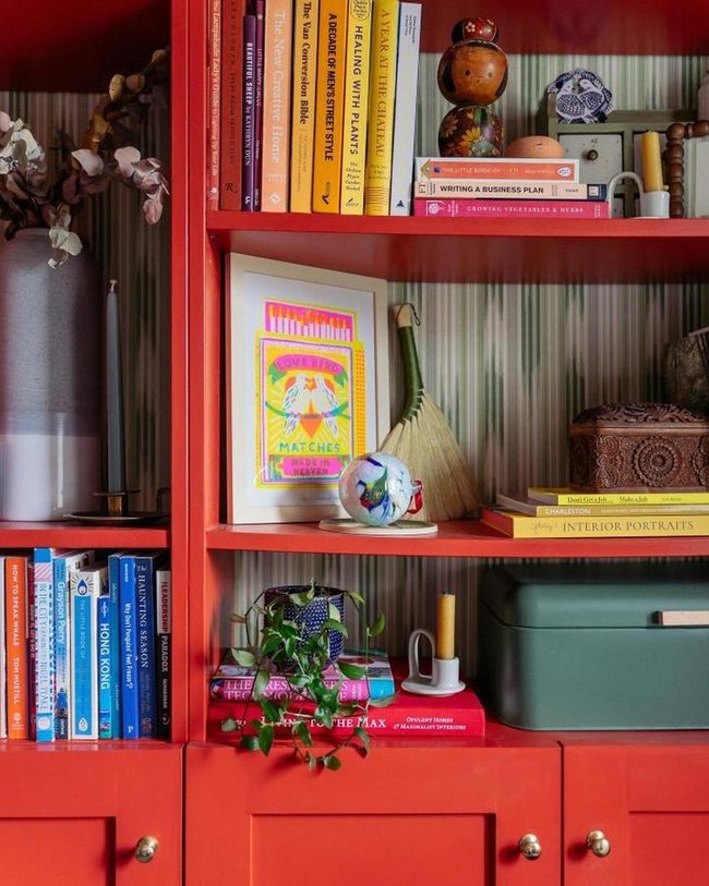 Crimson Billy Bookcase With Brass Hardware