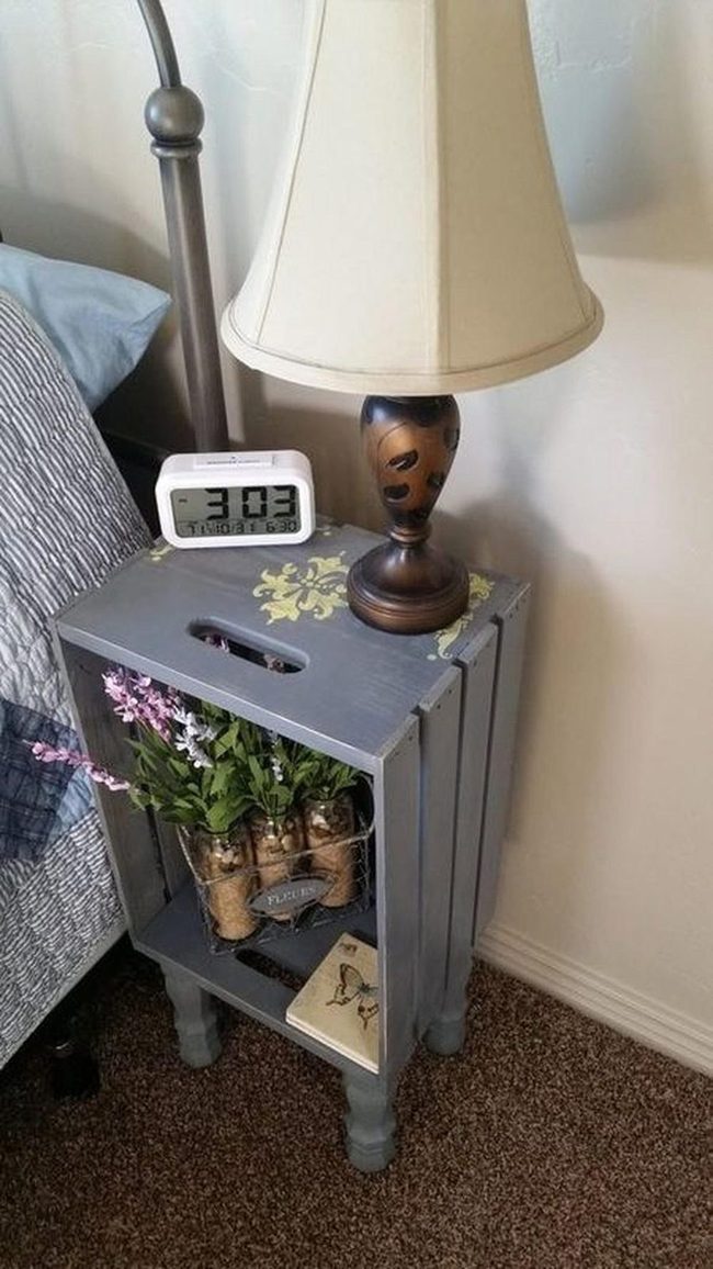 Floral Wooden Crates Blue Bedroom
