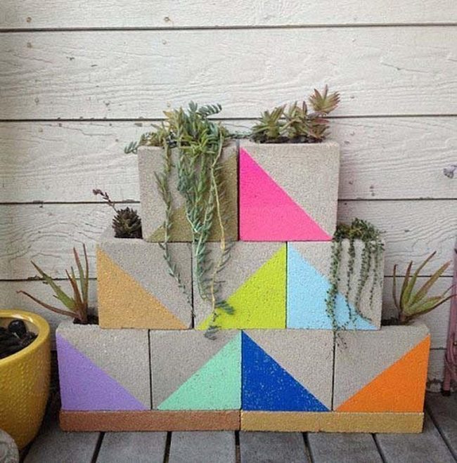 Stacked Succulents Geometric Wall