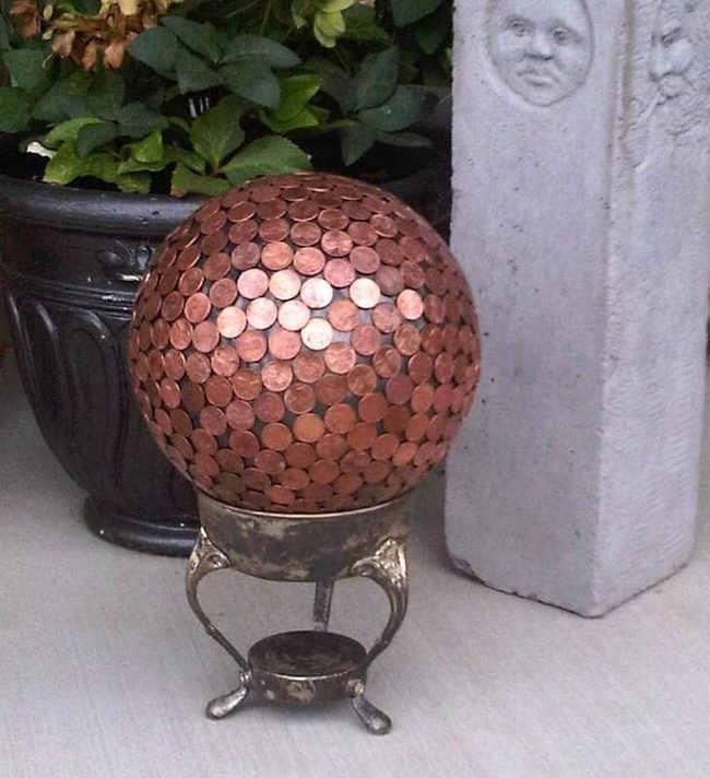 Copper Penny Garden Sphere