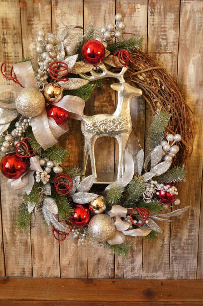 Red And Gold Ornament Wreath