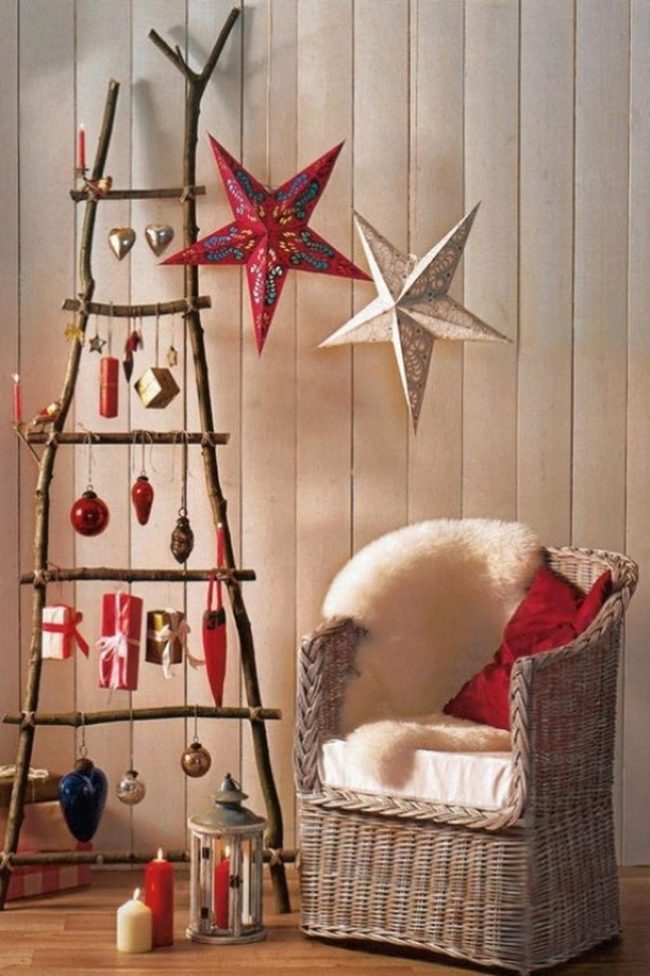 Red Star Lanterns, White Wicker Corner