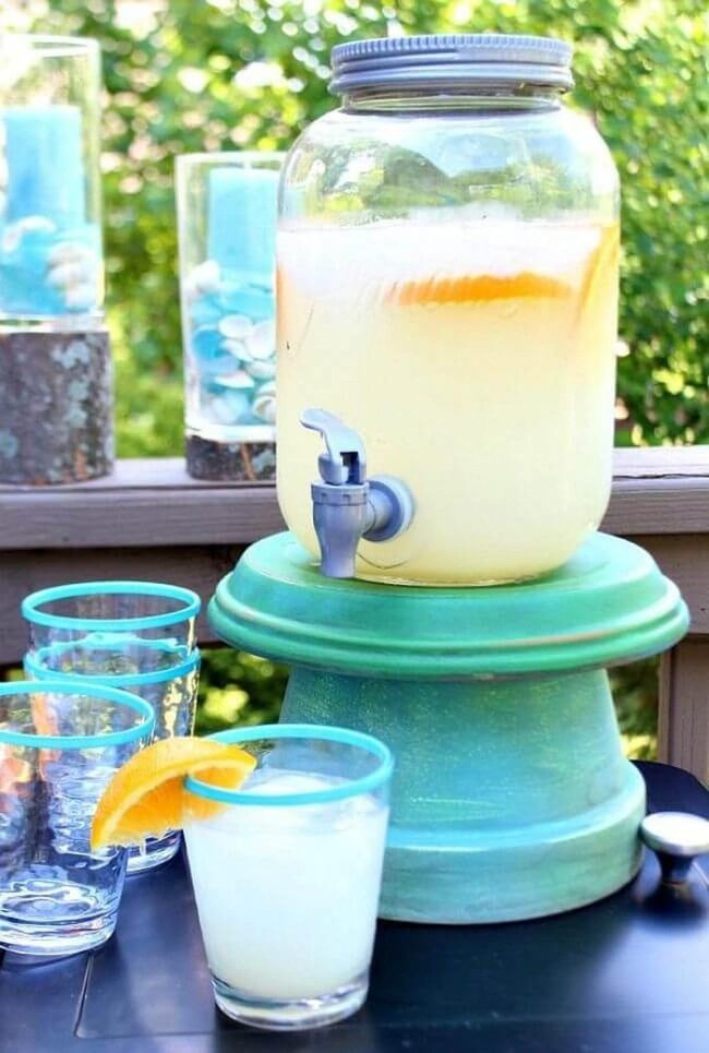 Flowered Pedestal Lemonade Station