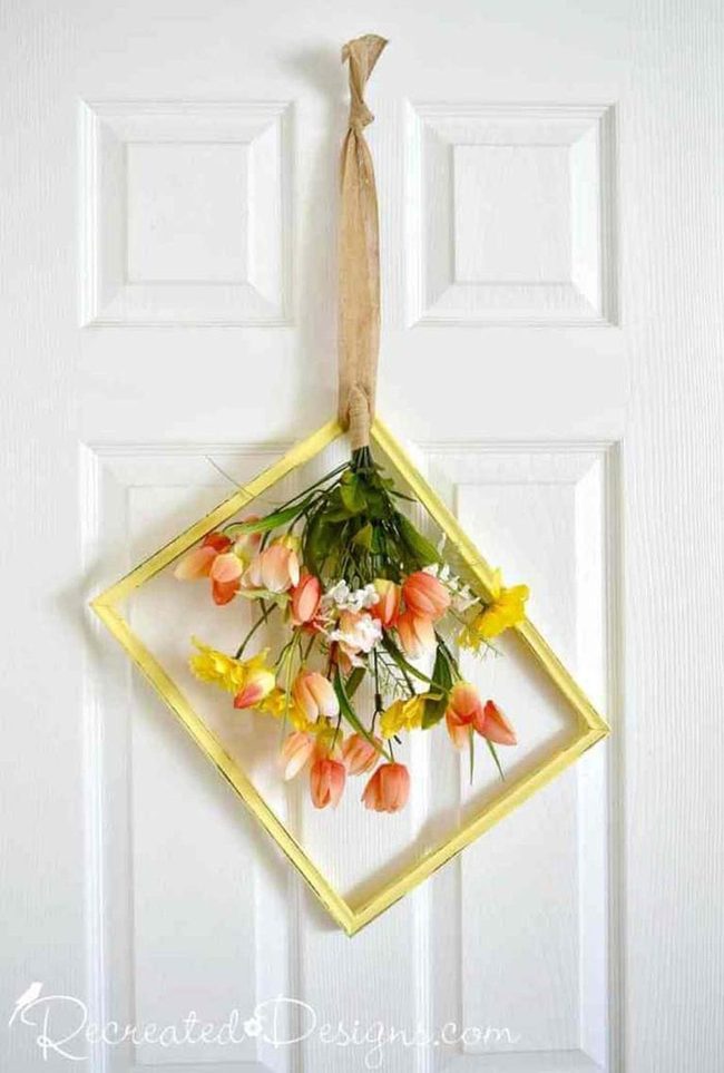 Silk Blooms In Vintage Frame