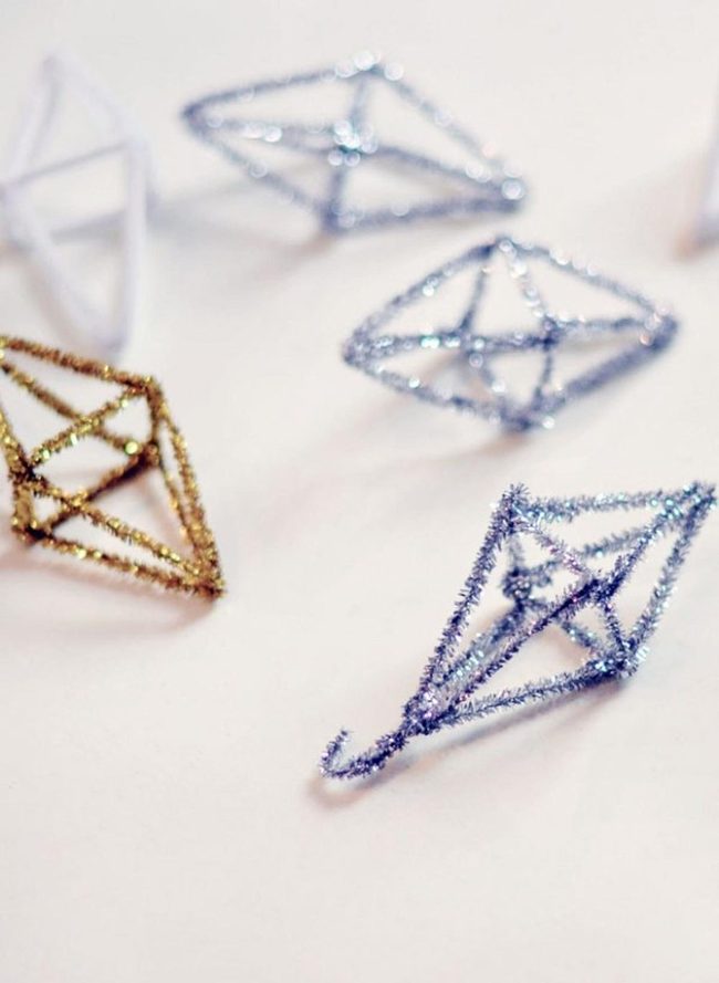 Metallic Geometric Pipe Cleaner Art