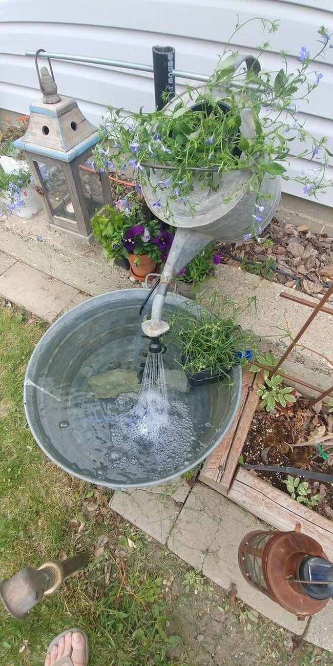 Watering Can Fountain Garden