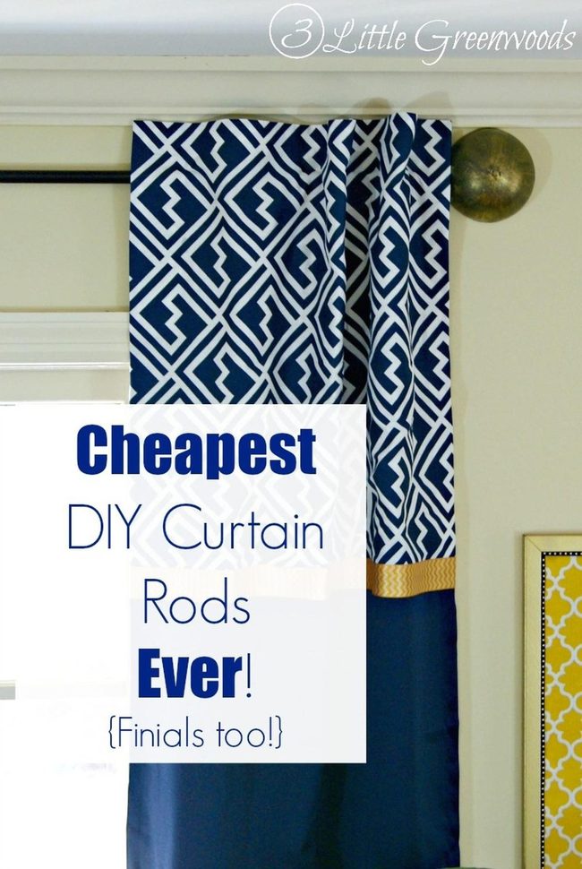 Navy Geometric Curtains With Brass Accents
