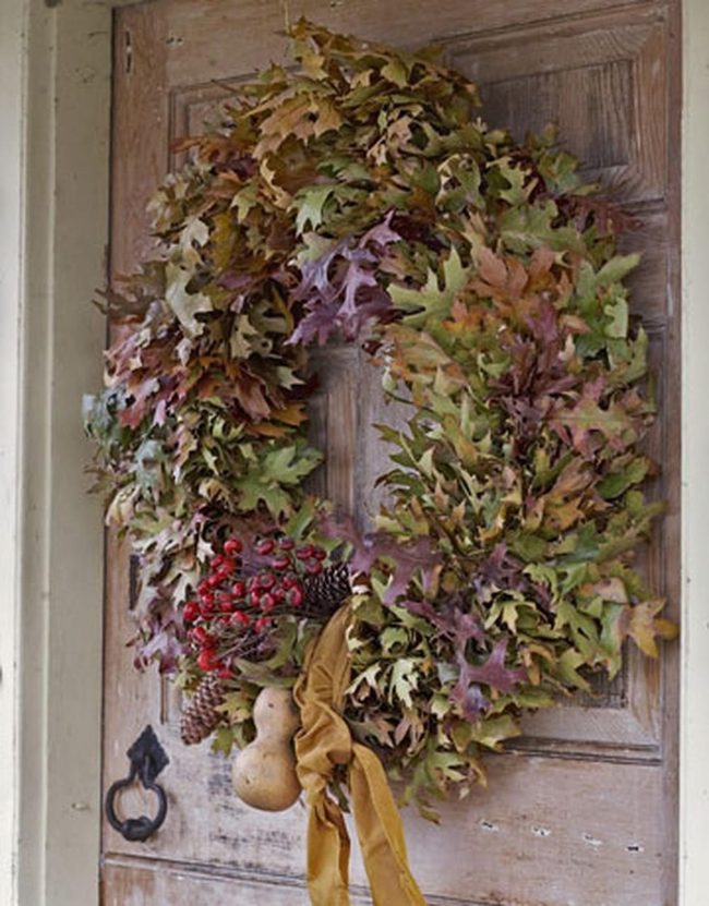 Weathered Door, Autumn Wreath