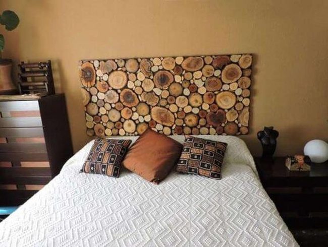 Raw Wood Slice Headboard
