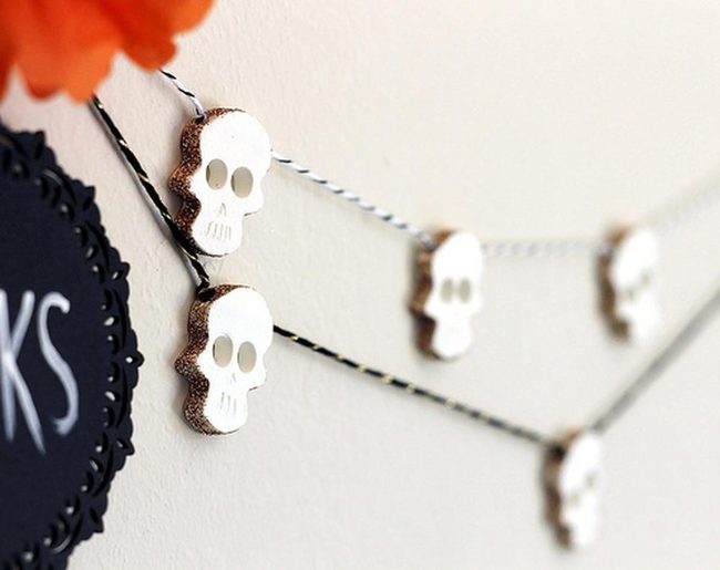 Glittery Skulls With Orange Florals