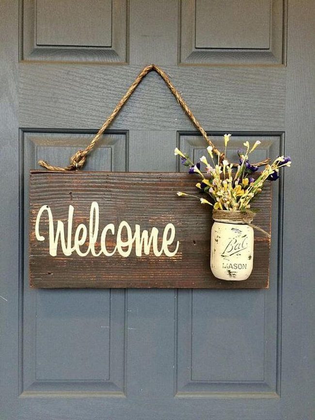 Cream And Blue Dried Flower Welcome