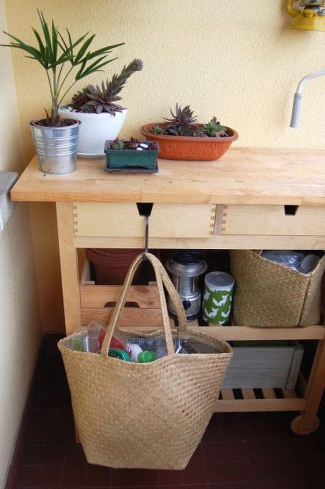 Wood Table Green Plants Yellow Walls