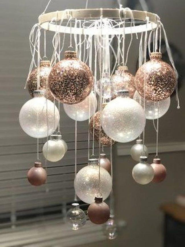 Rose Gold Glass Baubles Wreath