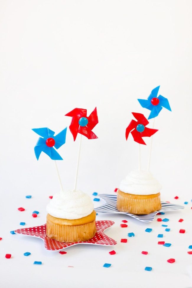 Patriotic Pinwheel Cupcakes