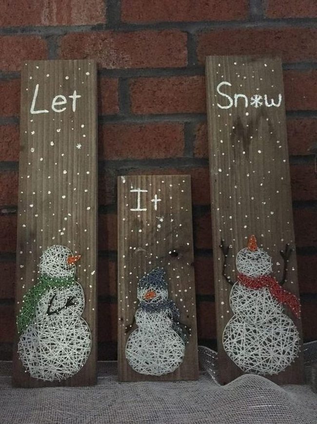 Threaded Snowmen Winter Display