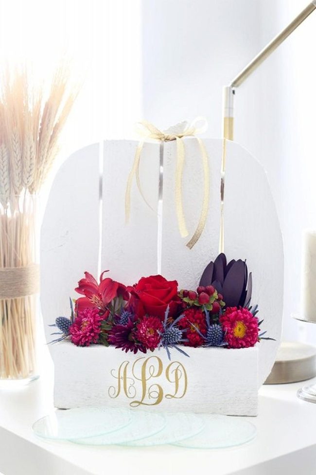 Crimson Blooms In White Box