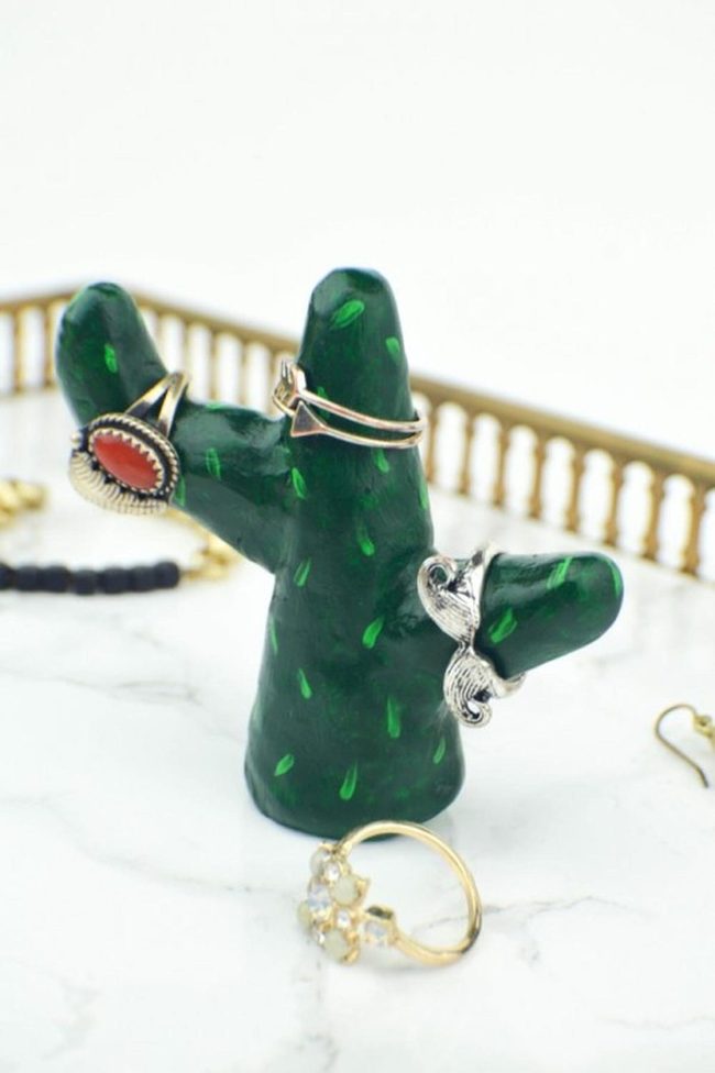 Green Spotted Cactus Ring Holder