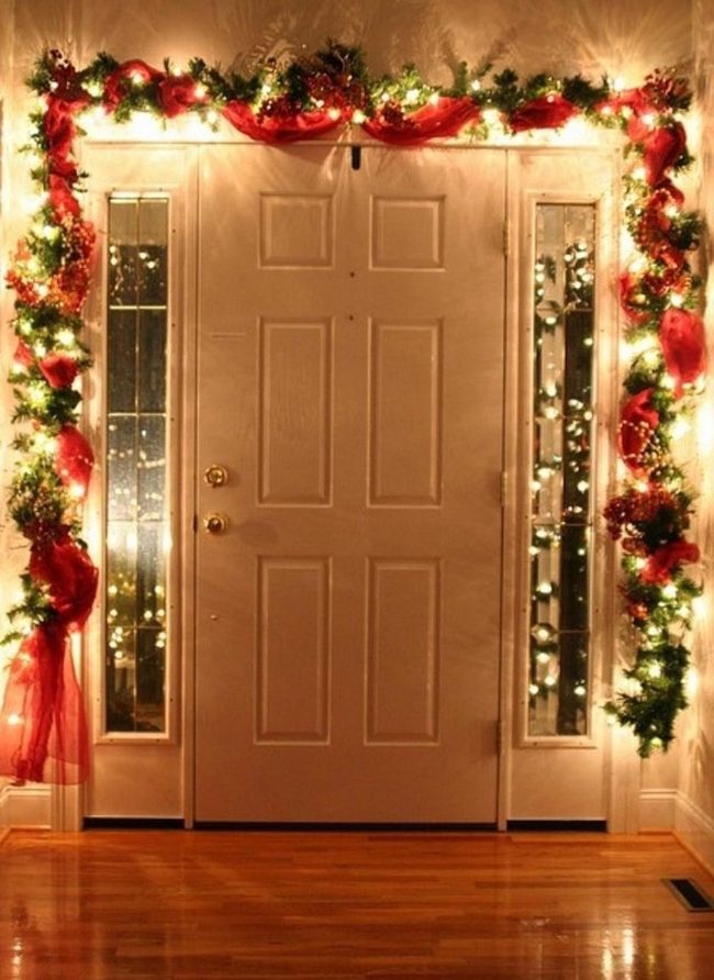 Pine Garland With Red Ribbon