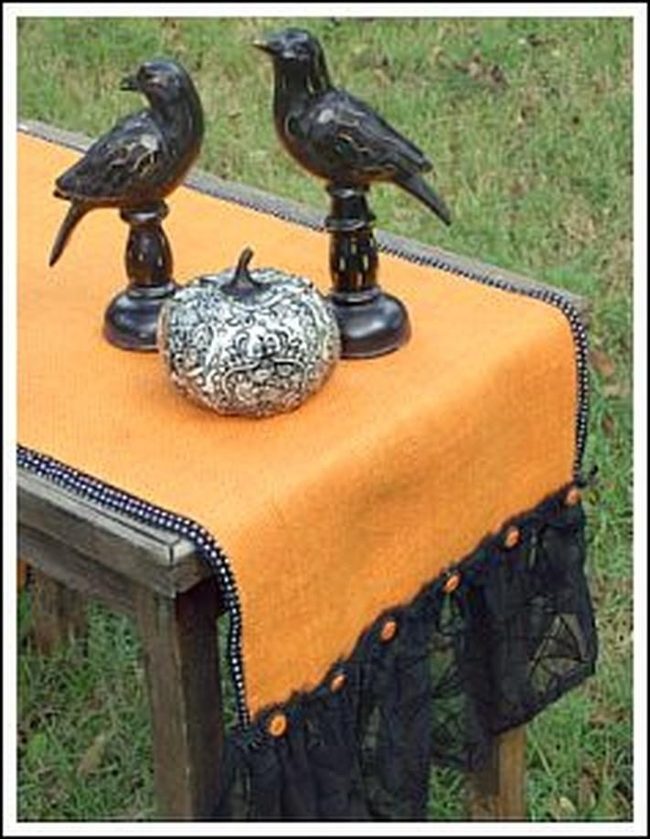 Orange Lace Black Birds Table