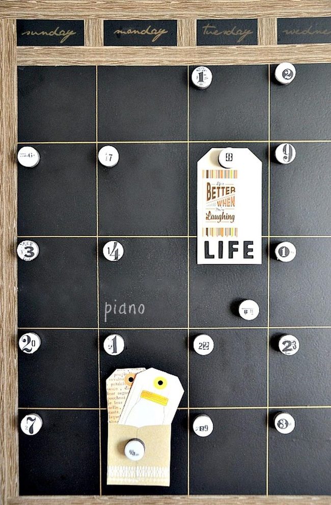 Chalkboard Calendar With Natural Wood Frame