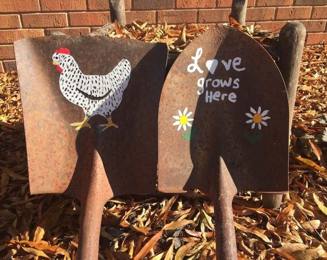 Painted Shovel Garden Markers