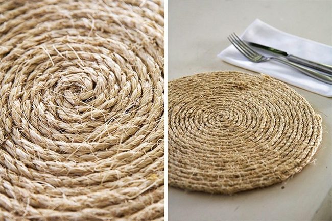 Light Brown Spiral Woven Placemats