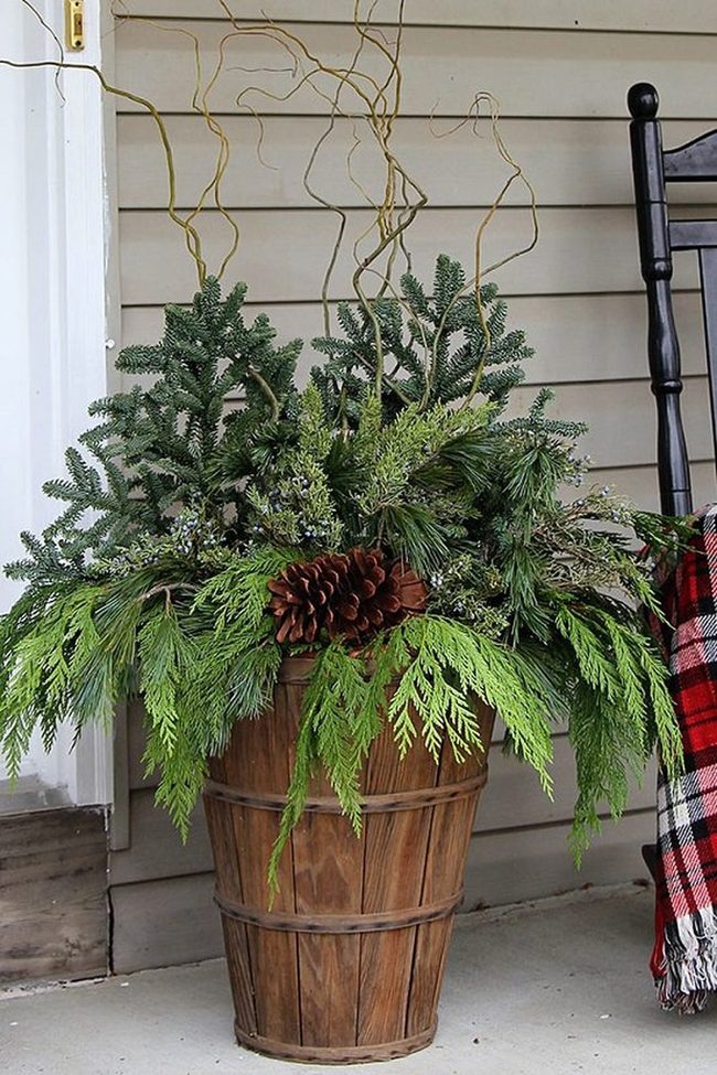 Weathered Wood Winter Planters