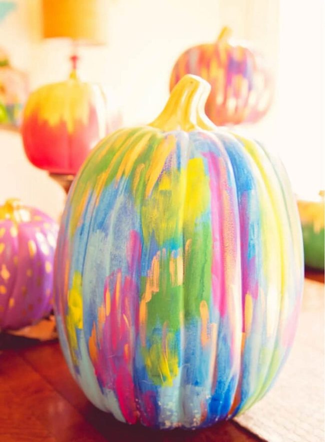 Colorful Pumpkins As Painted Art