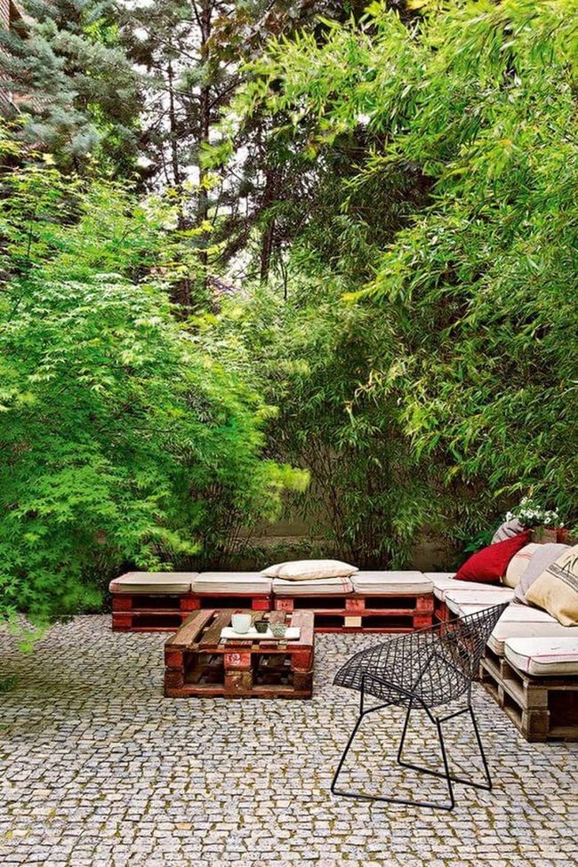Pallet Seating Among Green
